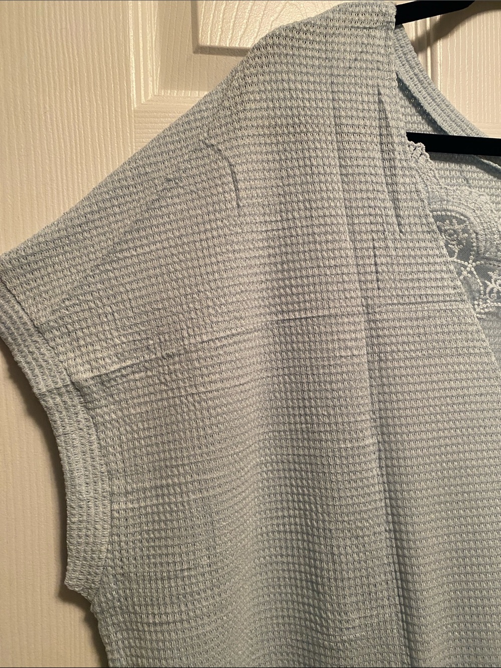 Falechay V-Neck Lace Insert Waffle Knit Oversized Top… size S - Picture 3 of 6